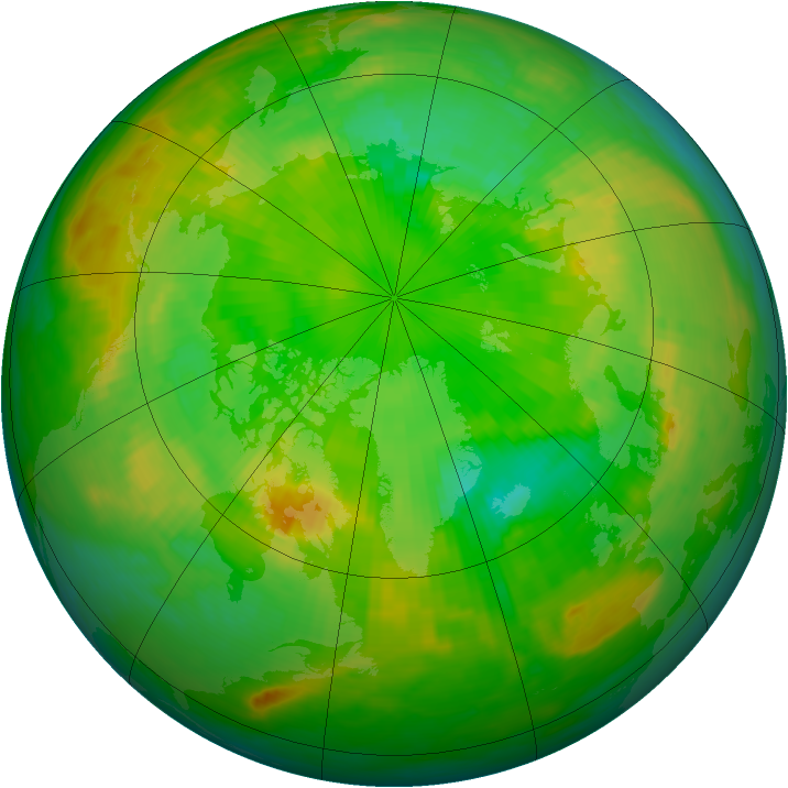 Arctic ozone map for 21 June 1986